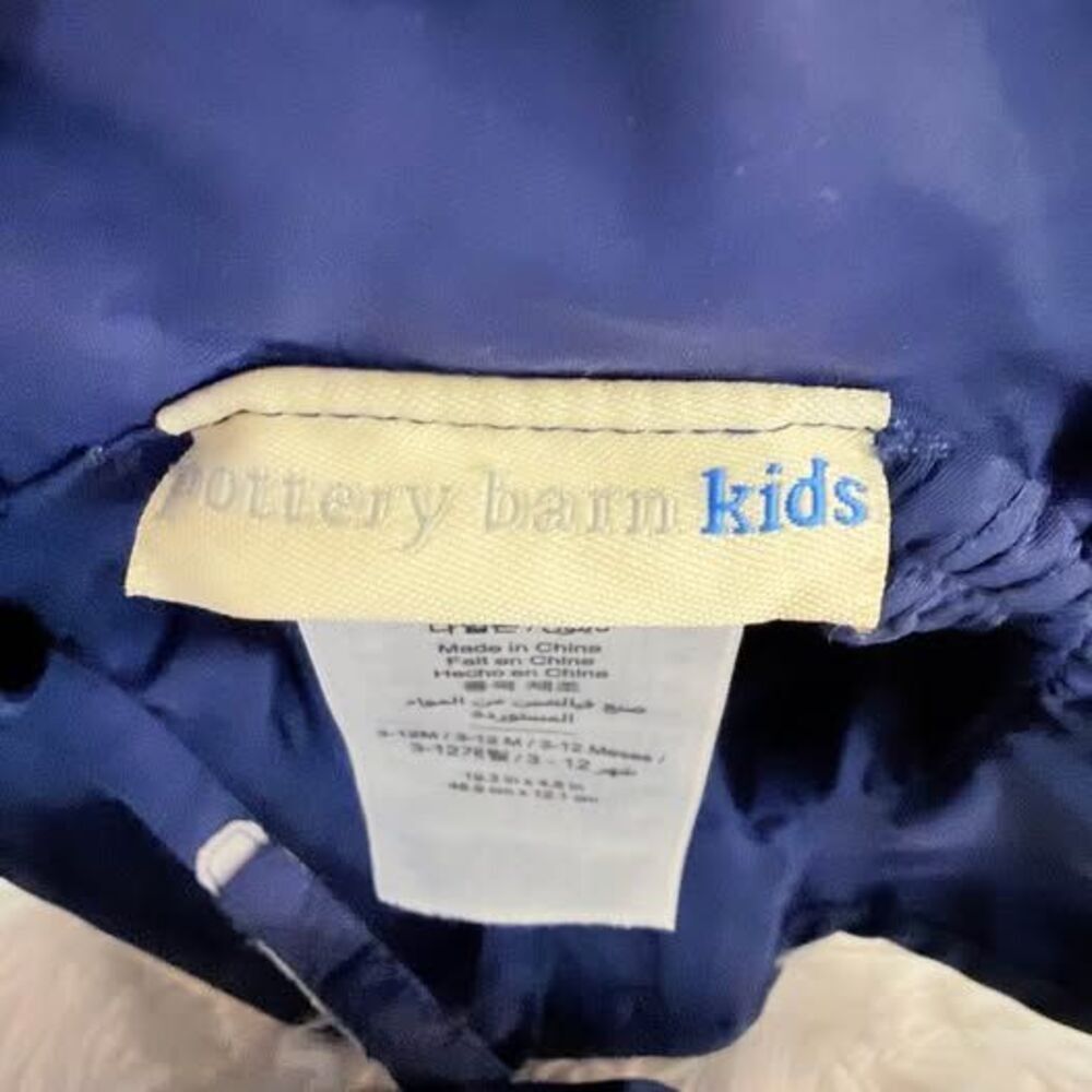 Pottery Barn Kids Baby Sun Hat Blue White Stripe 3-12M UPF Beach Hat - Picture 5 of 6